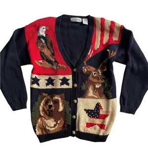 Vintage bald Eagle American Wildlife Cardigan Sweater